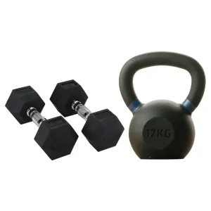 10kg Hex Dumbbell & 12kg Kettlebell | Bundle