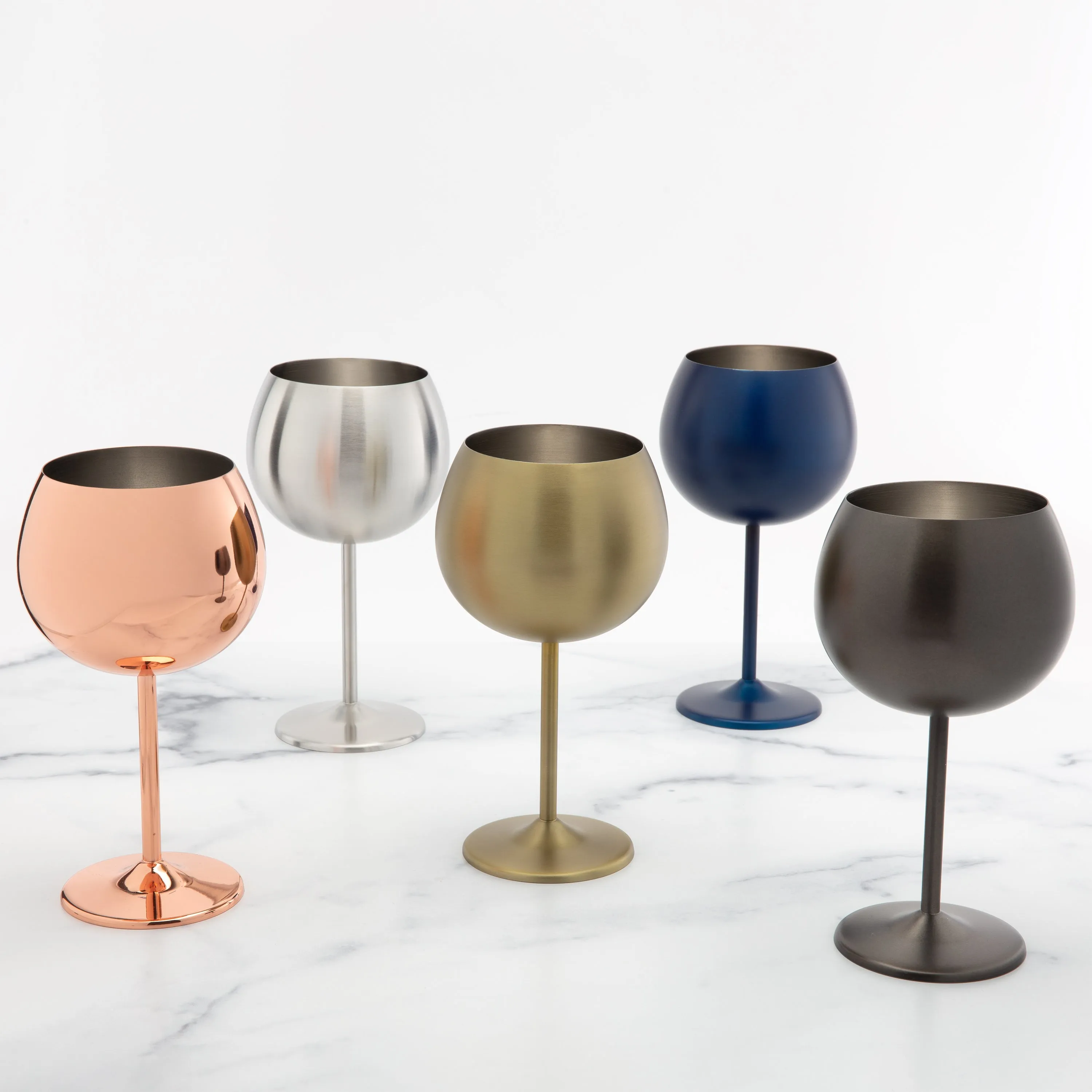 18 oz Brushed Stainless Steel Wine Glasses