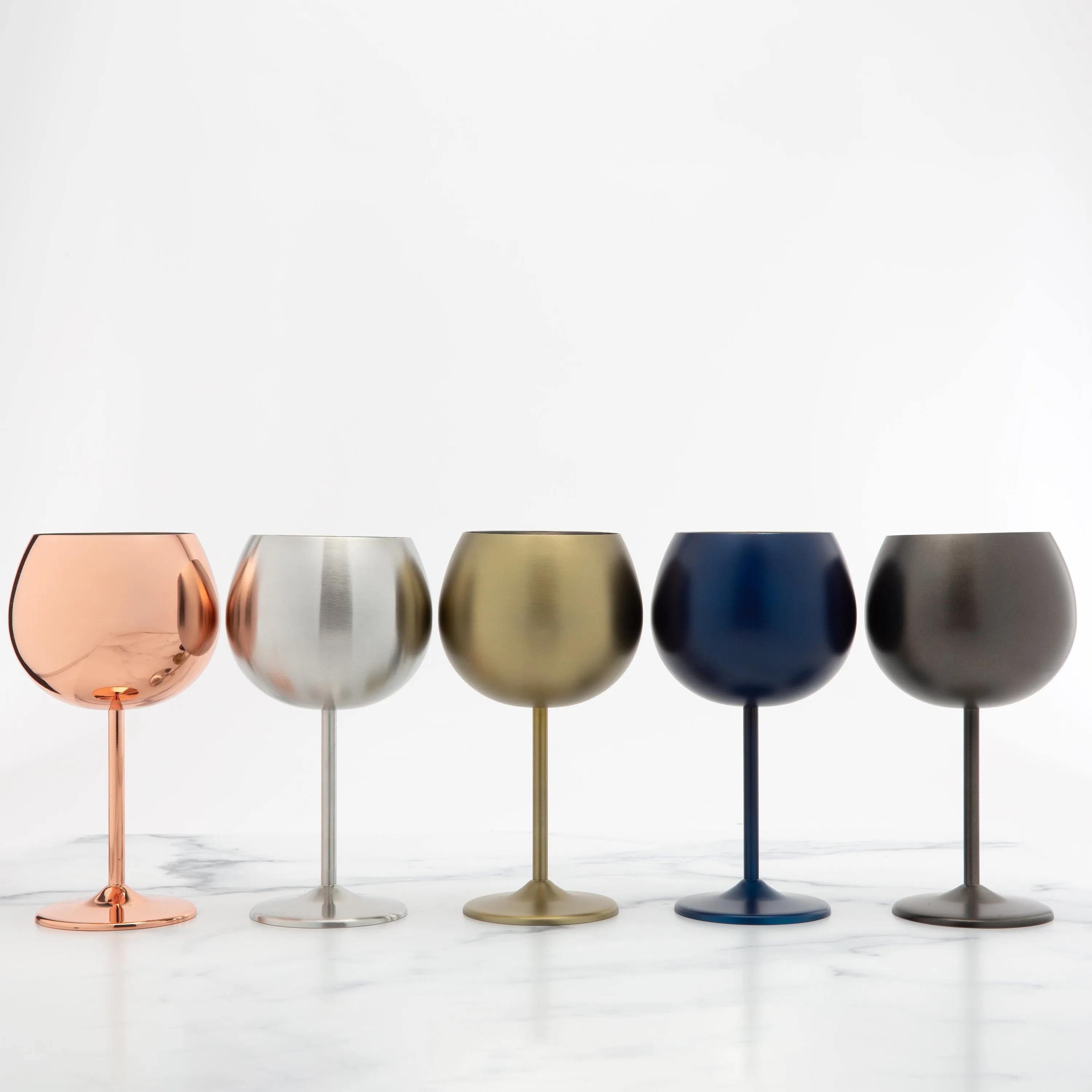 18 oz Brushed Stainless Steel Wine Glasses