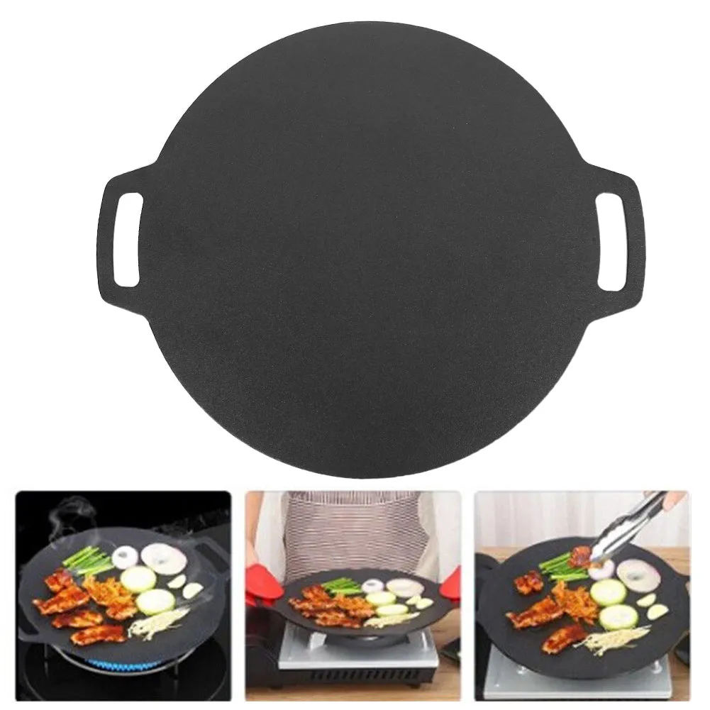 34cm Cast Iron Crepe Pan Set with Ergonomic Handles, 5 Pieces