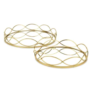 Round Gold Mianzi Trays - Set of 2 Elegant Serving Platters