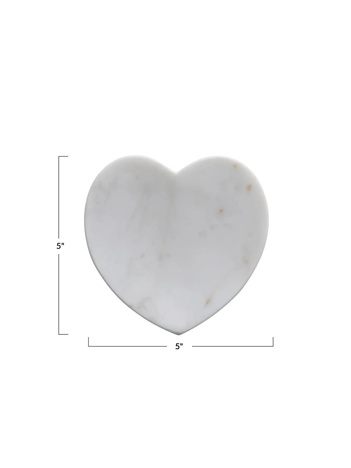 5" x 5" Marble Heart Shaped Dish, White