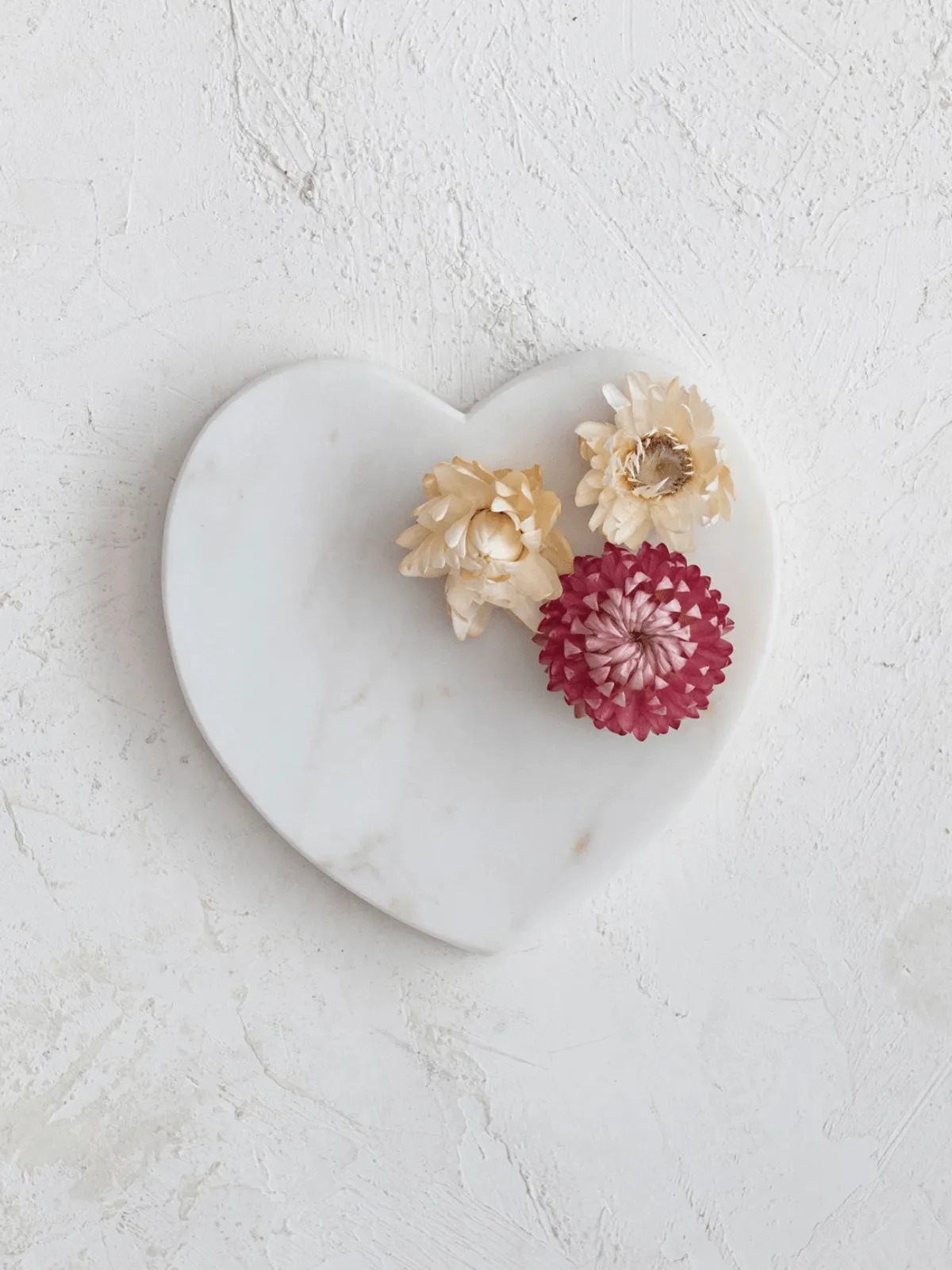 5" x 5" Marble Heart Shaped Dish, White