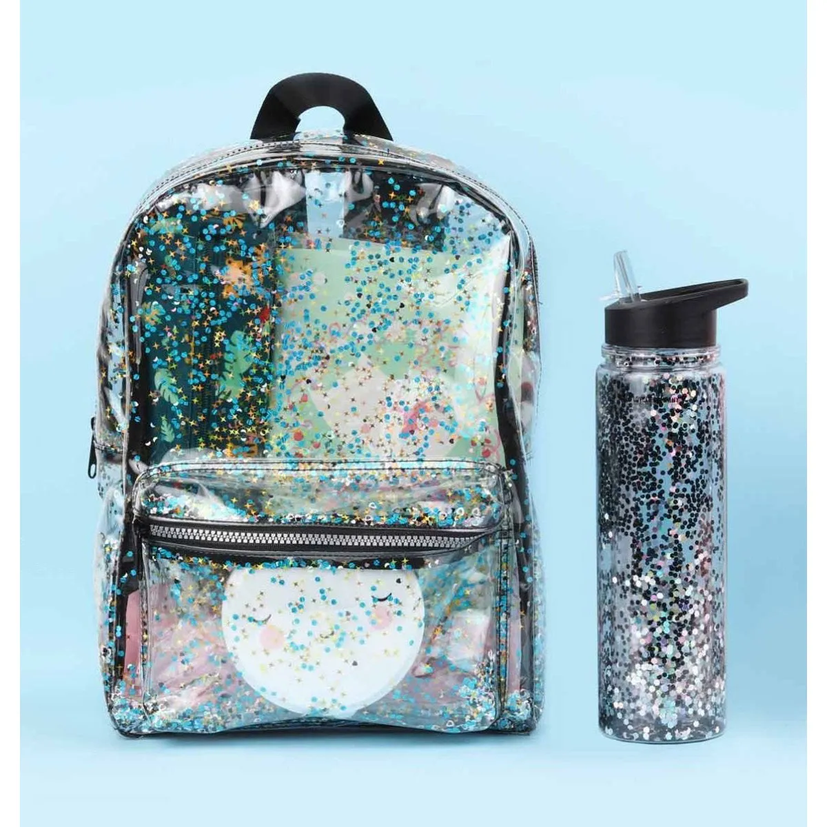 A Little Lovely Company Backpack Glitter - Transparent/Black