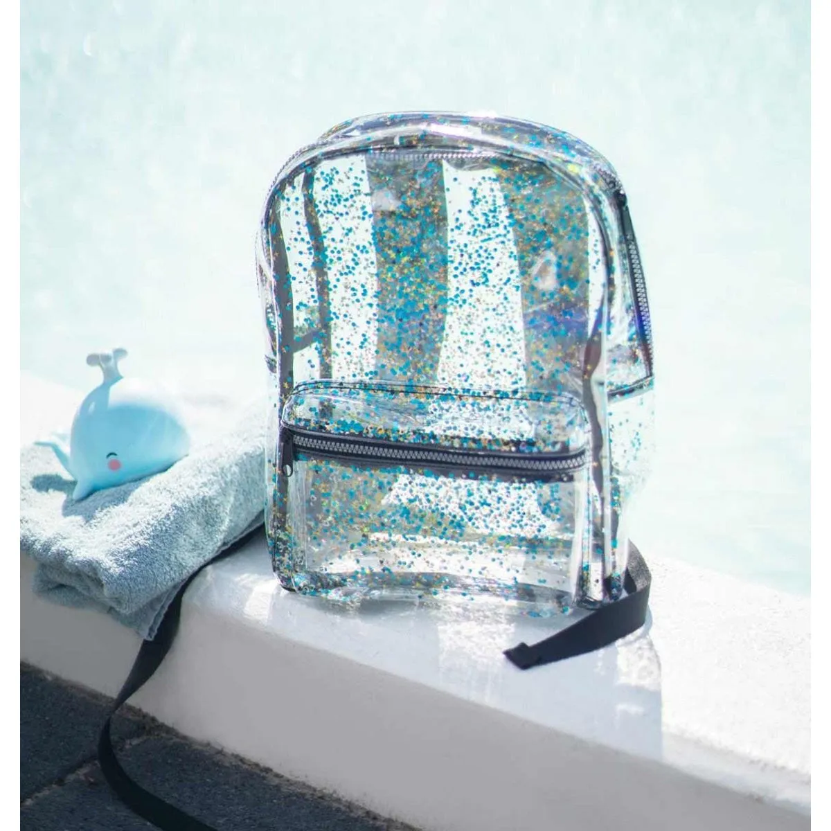 A Little Lovely Company Backpack Glitter - Transparent/Black