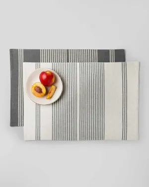 Alleppey Placemat (Set of 2) - Charcoal & Ivory