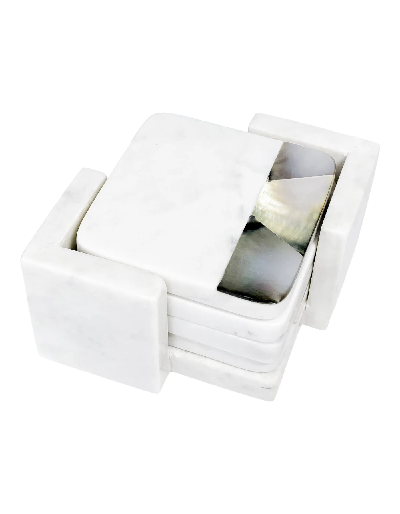 Anaya Home Grey Mother of Pearl Coaster Set