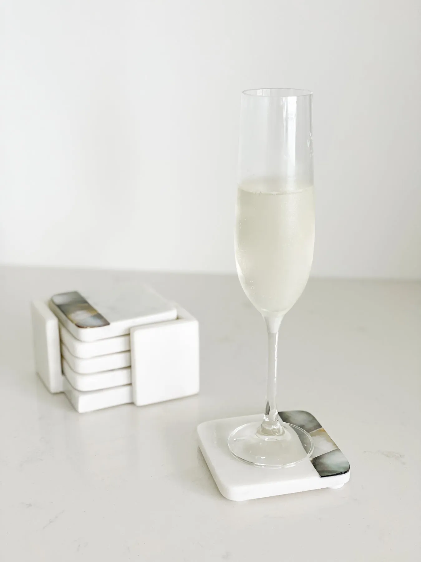 Anaya Home Grey Mother of Pearl Coaster Set