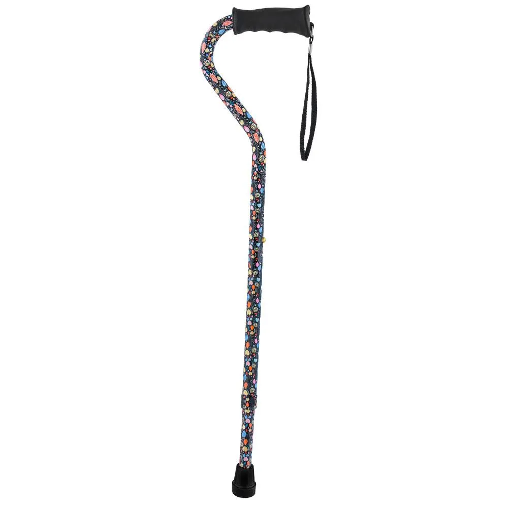 Autumn Leaves Aluminum Convertible Quad Walking Cane with Comfort Grip - Adjustable Shaft