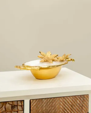 Bamboo Flower Brass Serving Bowl