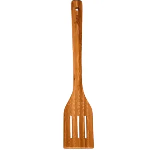 Bamboo Slotted Spatula with Flat Handle, 12in