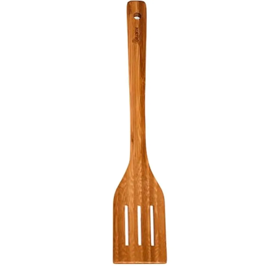 Bamboo Slotted Spatula with Flat Handle, 12in