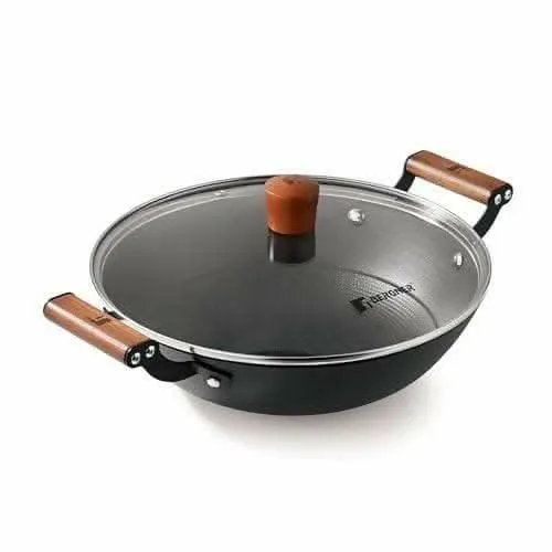 Bergner Odin 24 Cm Cast Iron Kadai/kadhai With Glass Lid