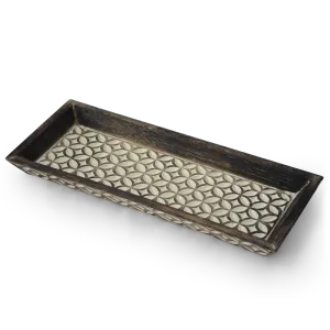 Carved Wooden Mini Tray - Taupe