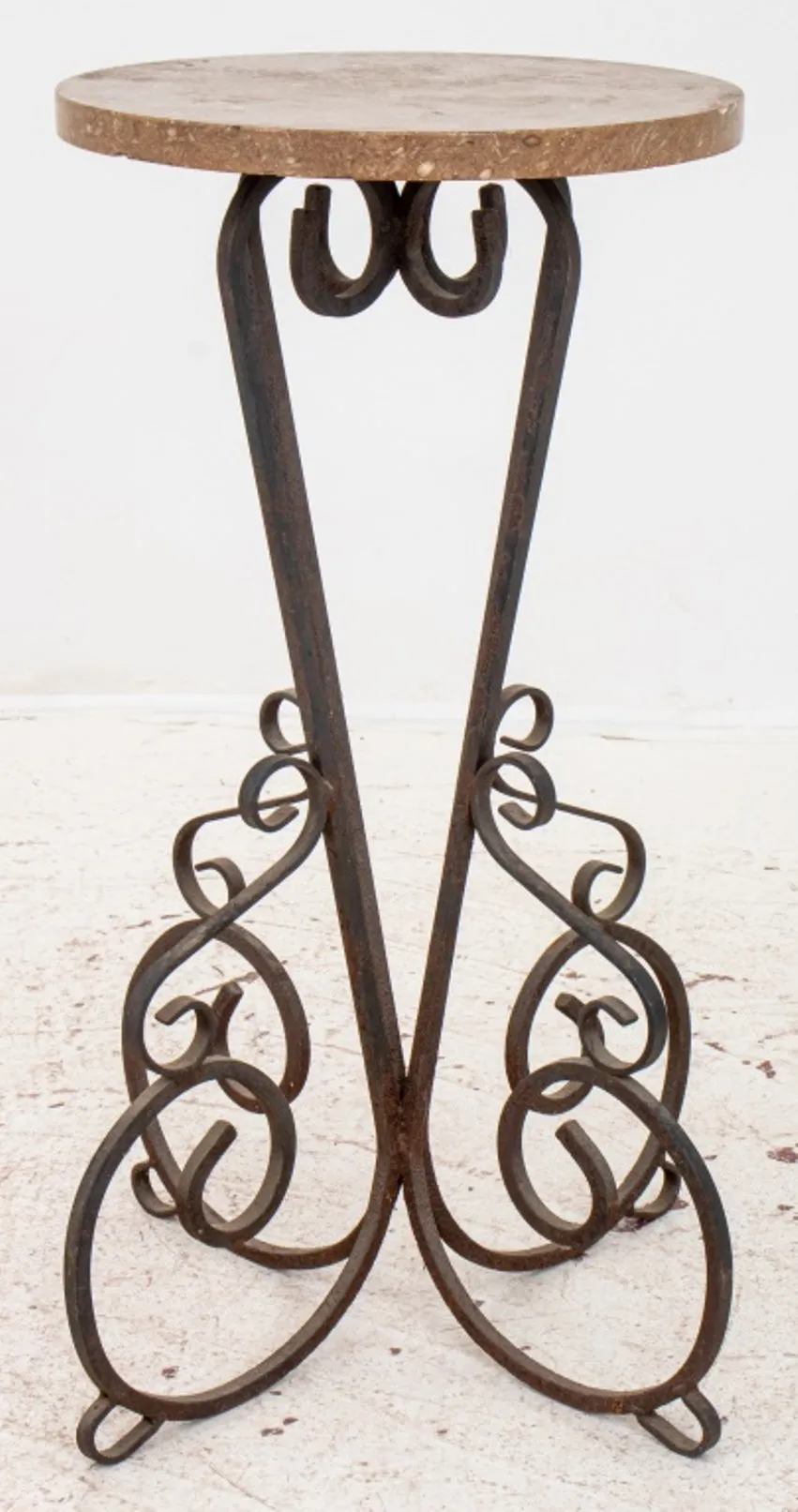 Cast Iron Pedestal Table with Marble Top