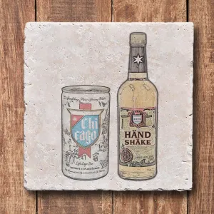 Chicago Handshake Marble Coaster