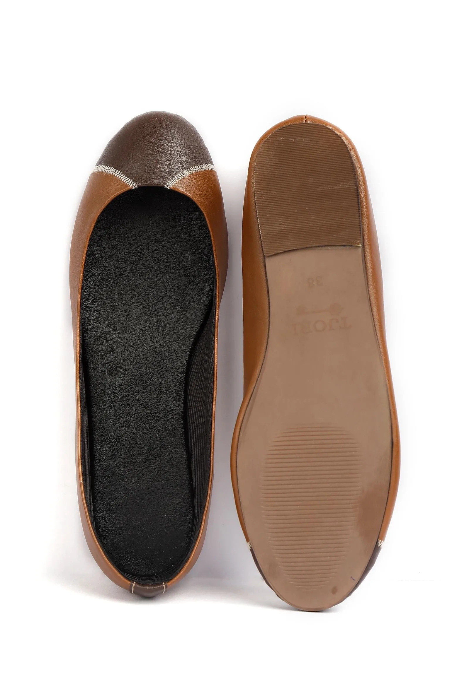 Chocolate Brown Cruelty Free Leather Flat Ballerinas