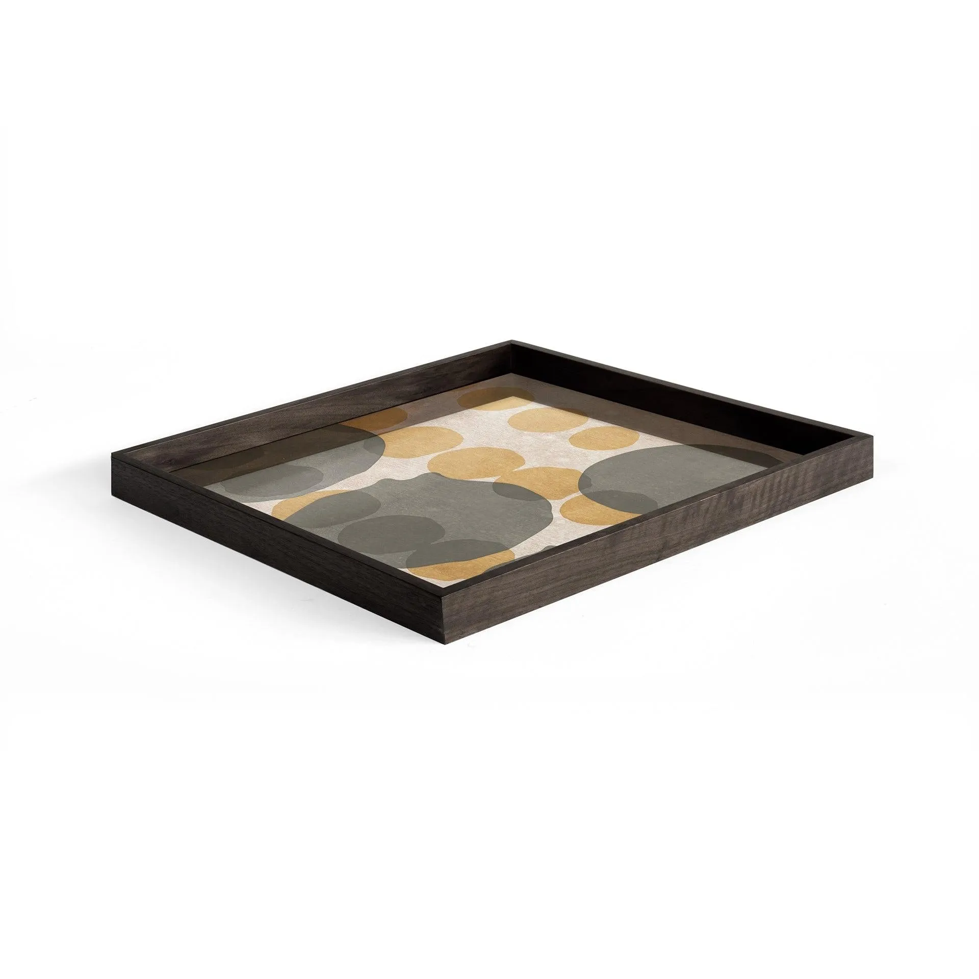 Cinnamon Layered Dots Large Square Glass Tray