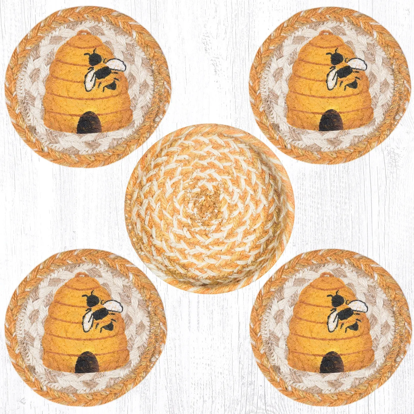 CNB-9-101 Beehive Coasters In A Basket