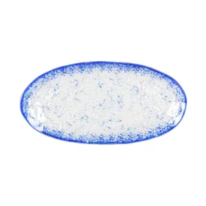 Cobalt Blue Rim Glass Serving Tray, 34x17cm