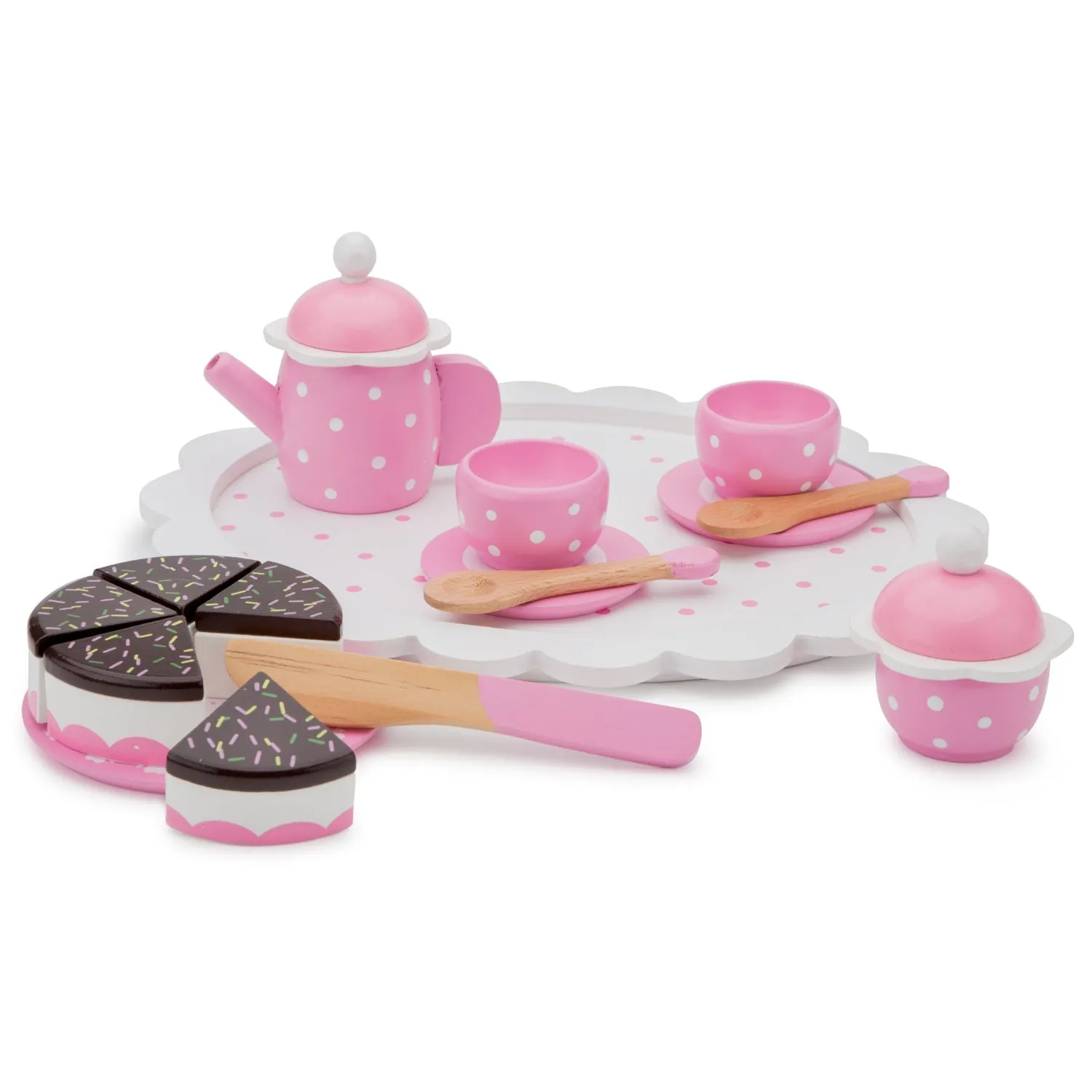 Deluxe Coffee and Tea Set with Sliced Decorative Cake