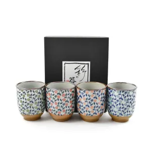 Colourful Japanese Flower Tea Cup Set