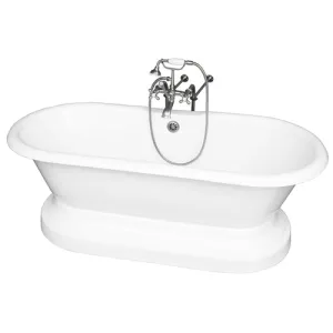 Columbus 61″ Cast Iron Double Roll Top Tub Kit – Brushed Nickel Accessories