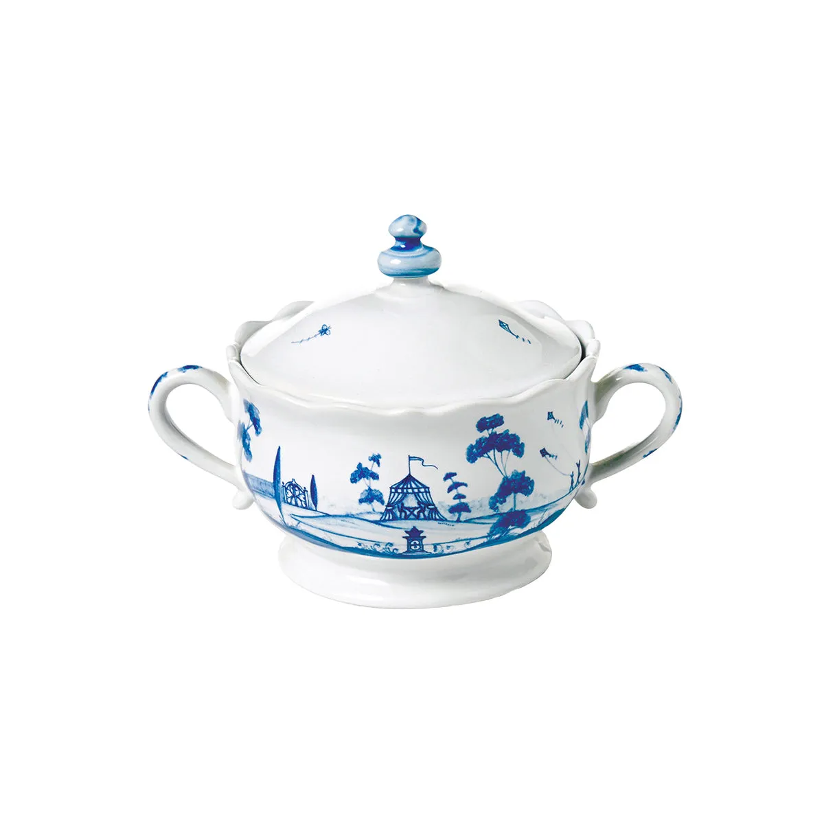 Country Estate Sugar Bowl with Lid- Delft Blue