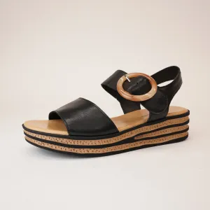 Cubbie Black Leather Sandals