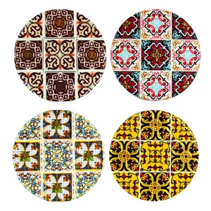 Darby Ceramic Coaster Criss Cross - Set of 4