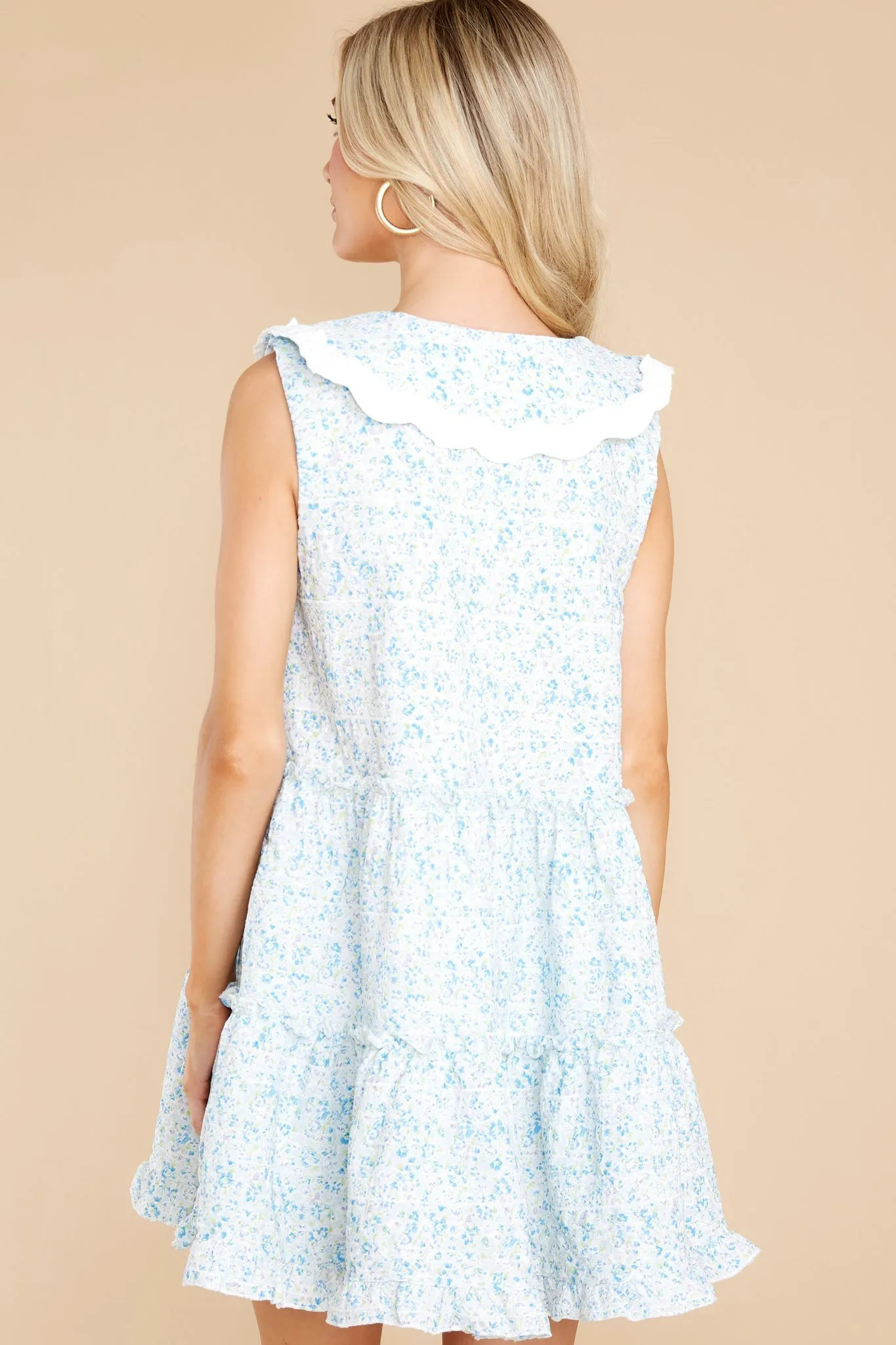 Delicate Gardens Light Blue Floral Print Dress