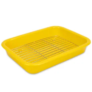 Elanze Designs Yellow 12.9 x 9.3 Porcelain Baking Dish With Stainless Steel Rack