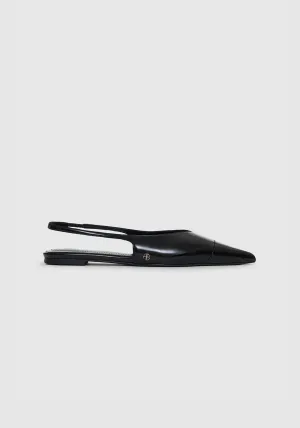 ELENA SLINGBACK FLATS HIGH SHINE BLACK