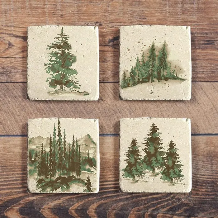 Elk Mug & Cedar Trees Coaster Set