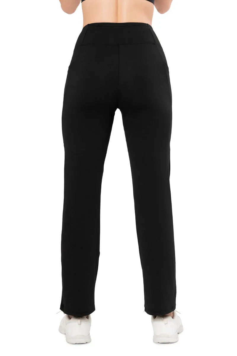 Flaunt Flared High Rise Travel Pants - Jet Black