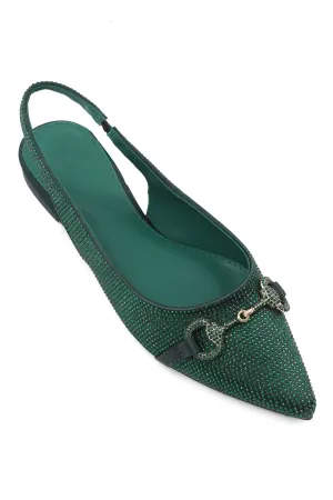 GLAM SLINGBACK FLATS-DK-GREEN