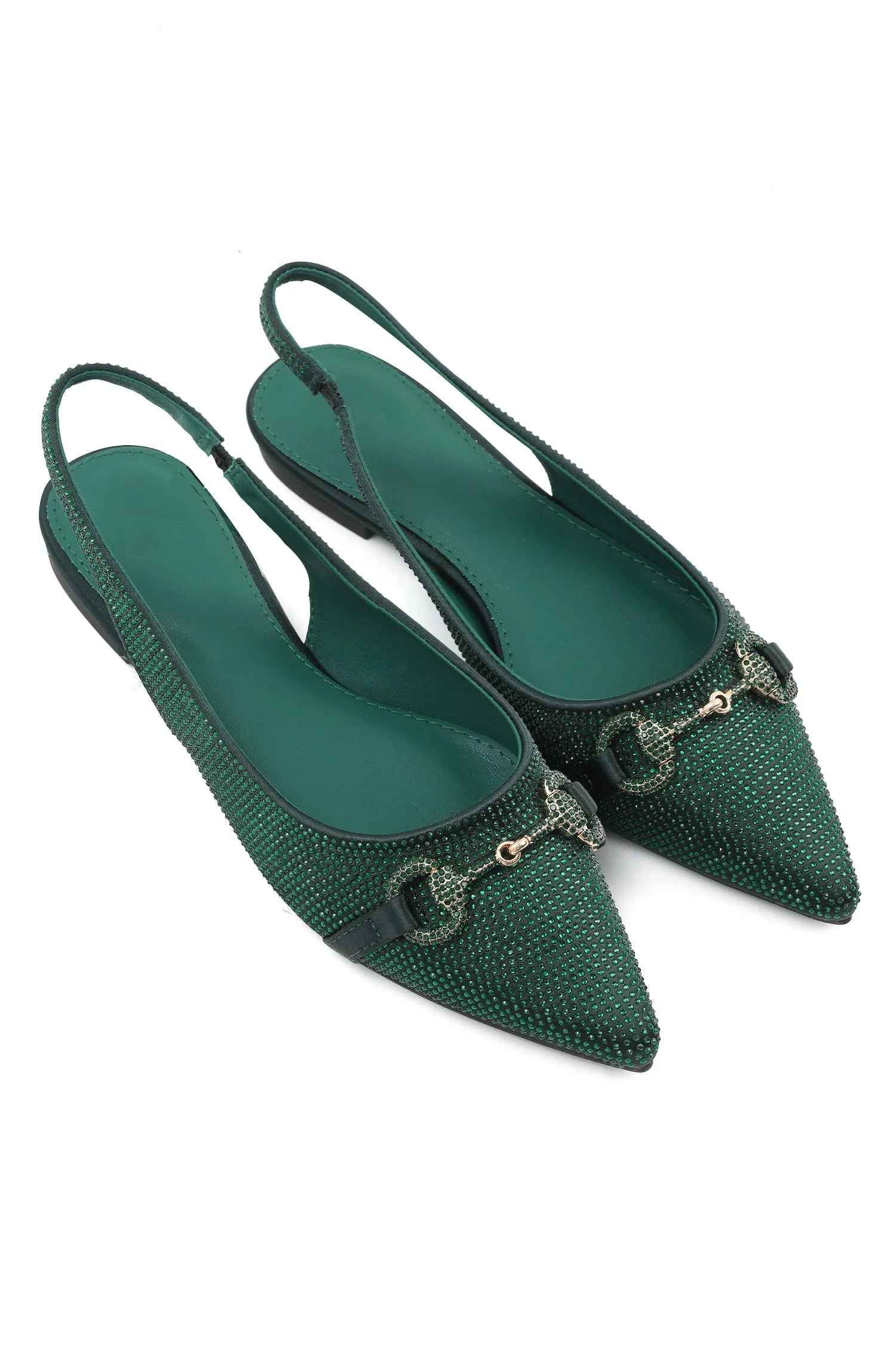 GLAM SLINGBACK FLATS-DK-GREEN