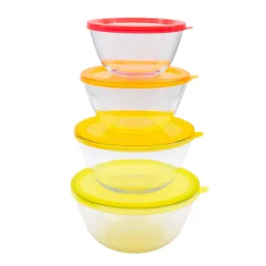 Glass Mixing Bowls with Orange Lids