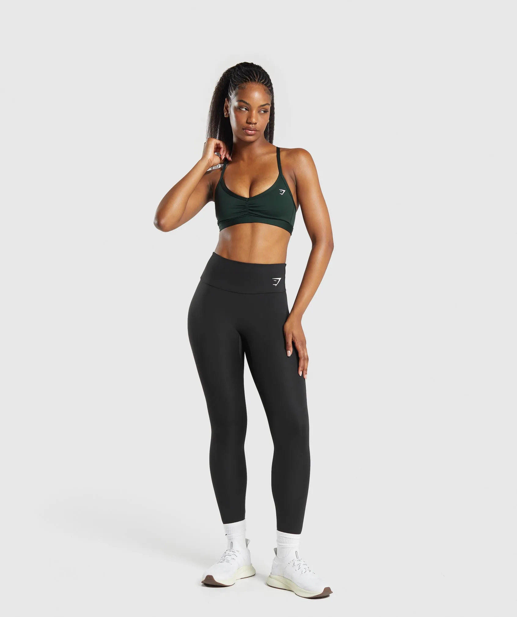 Gymshark Ruched Strappy Sports Bra - Victory Green