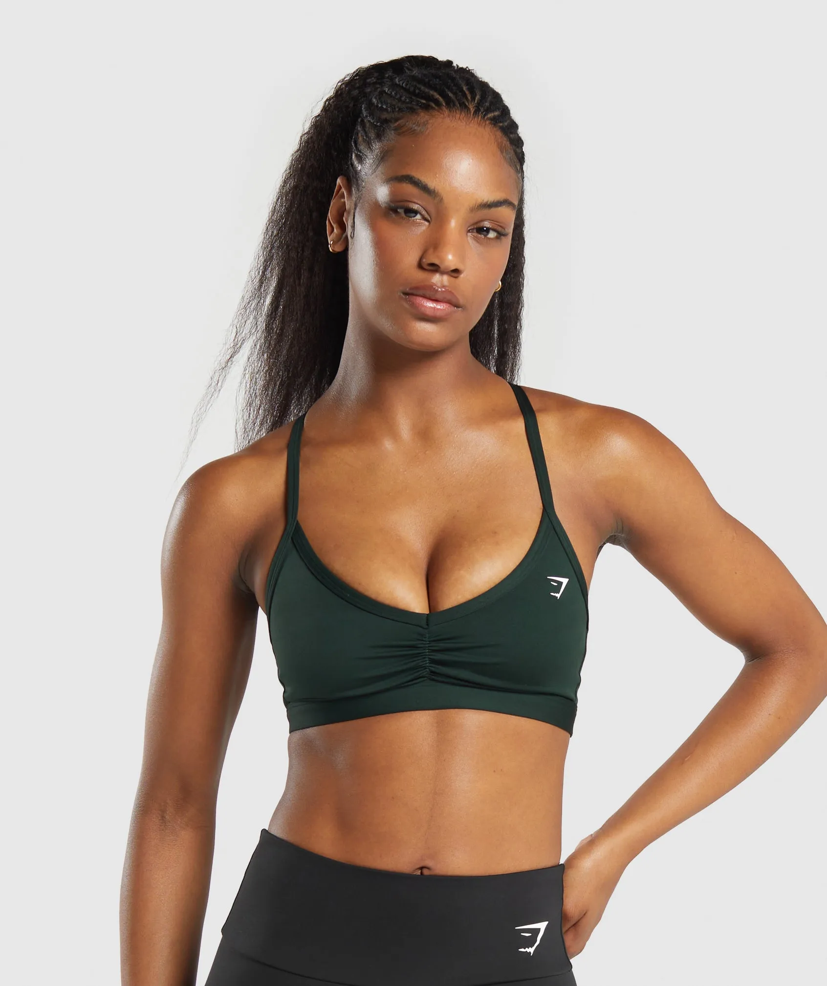 Gymshark Ruched Strappy Sports Bra - Victory Green