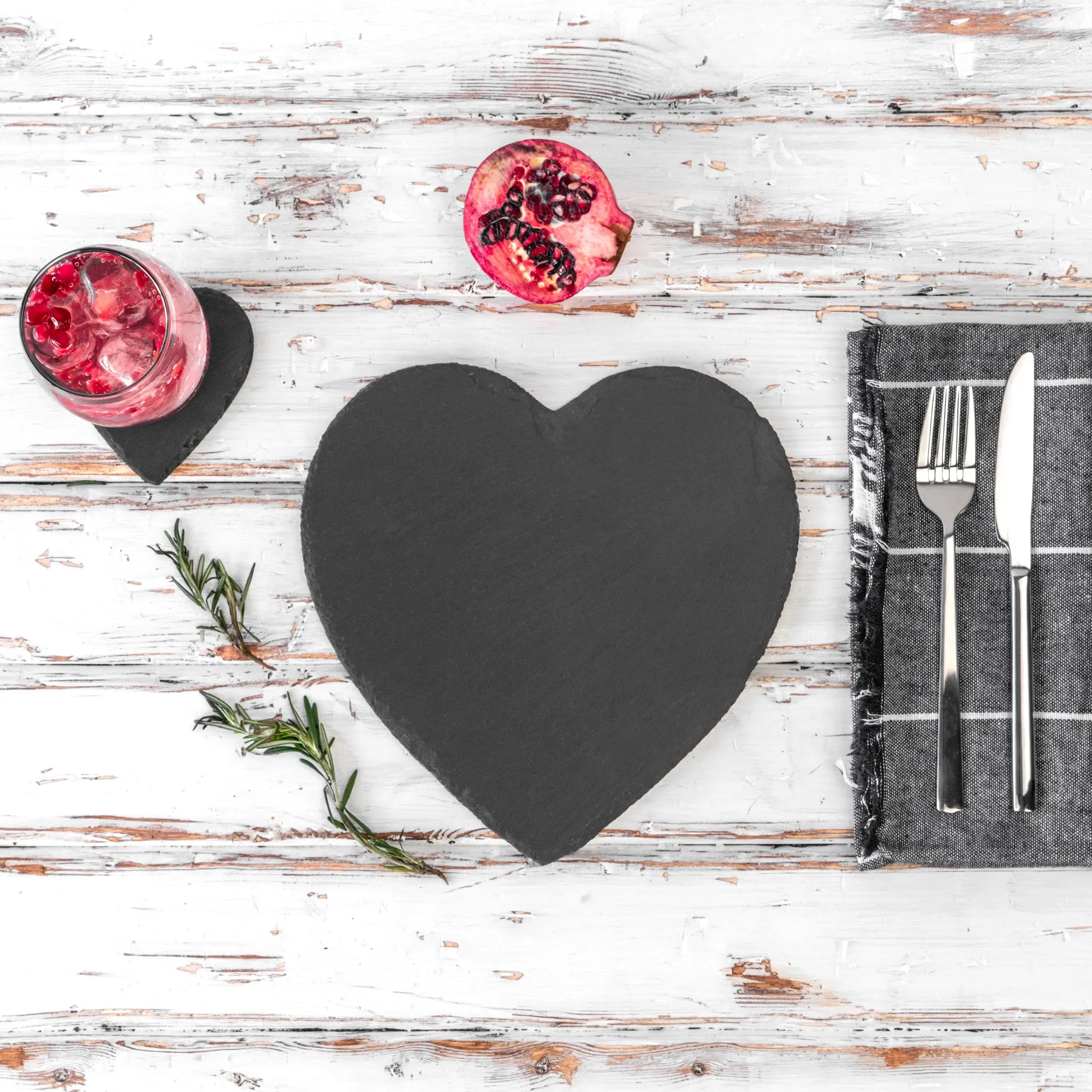 Heart Slate Coasters - Pack of Six - By Argon Tableware