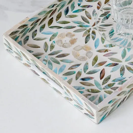 Jose Mother of Pearl White Rectangle Tray