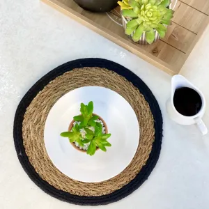 Laurus Round Wicker Place-mat Black Edge