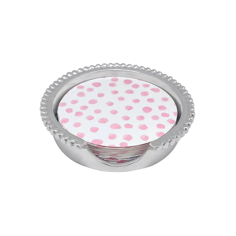 Mariposa Pink Dotty and Stripe Beaded Coaster Set