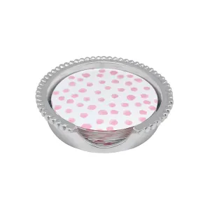 Mariposa Pink Dotty and Stripe Beaded Coaster Set