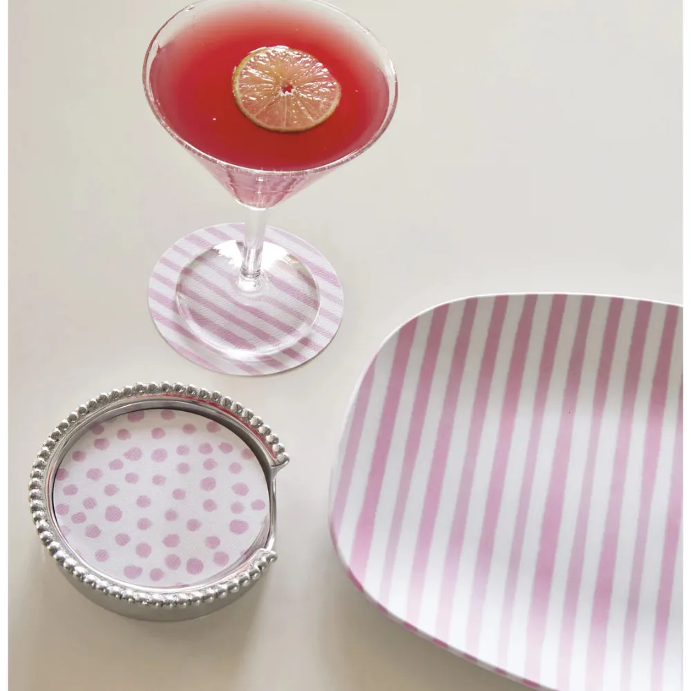 Mariposa Pink Dotty and Stripe Beaded Coaster Set