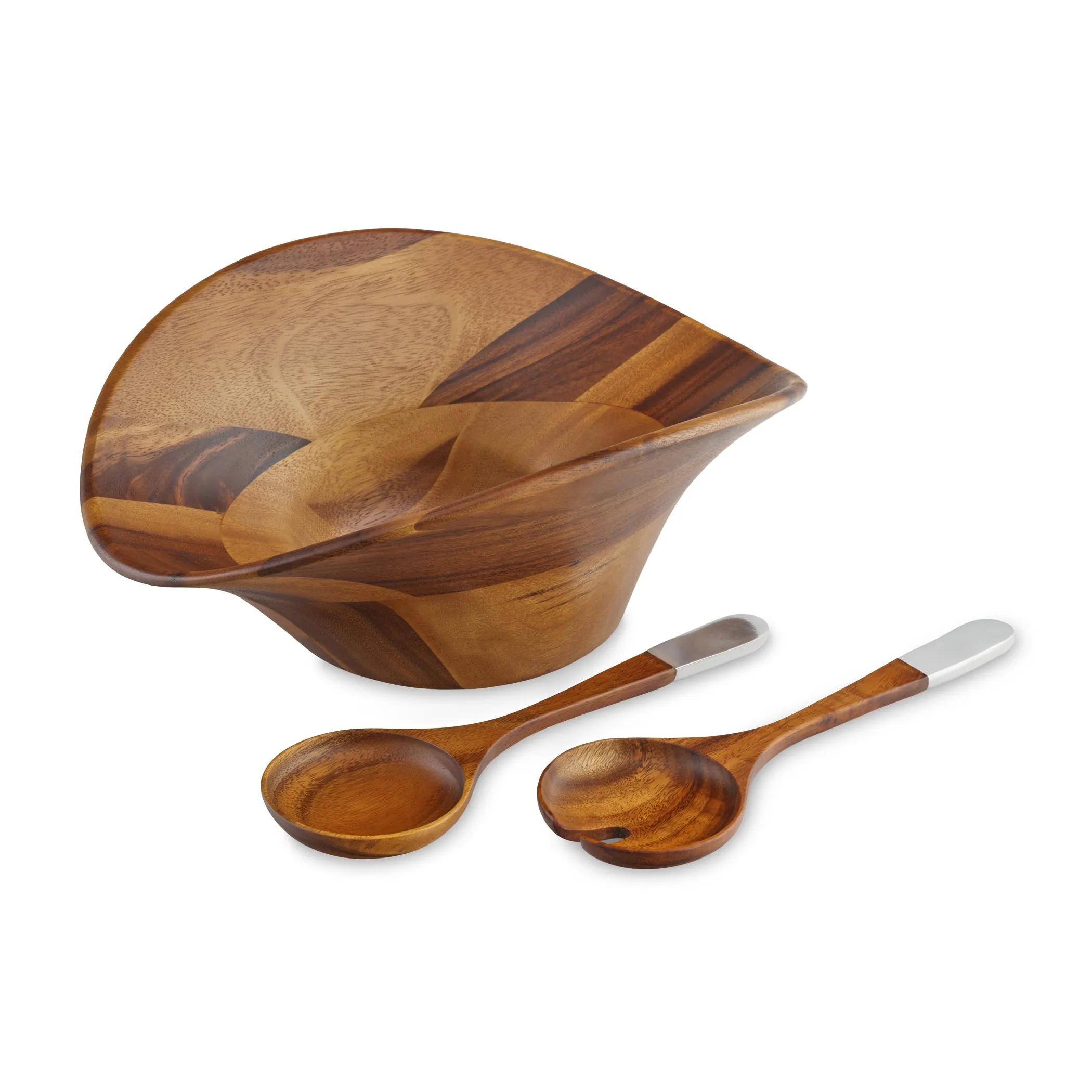 Nambé Ripple Salad Bowl w/ Servers