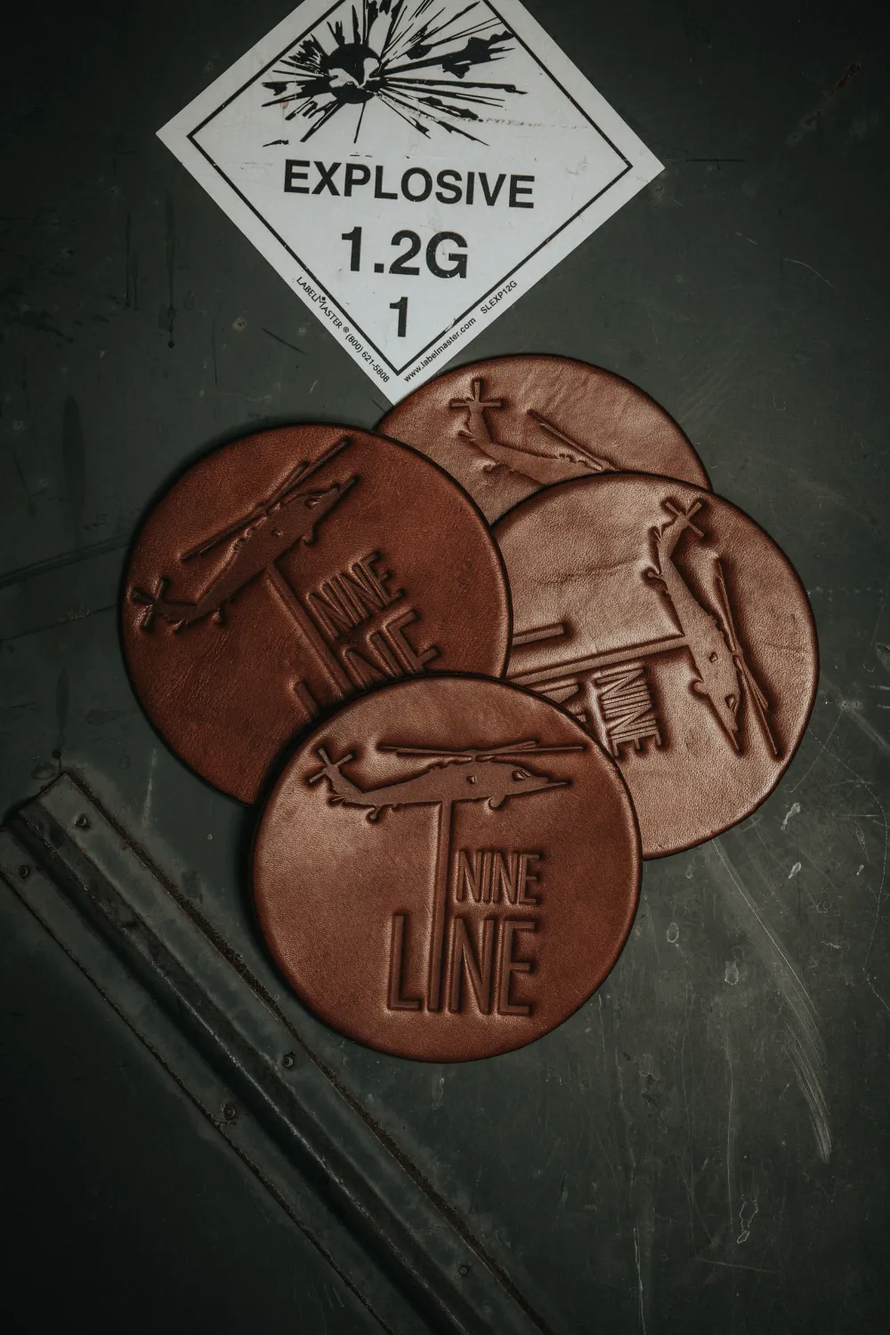 Nine Line Leather Coasters - 4 Pack