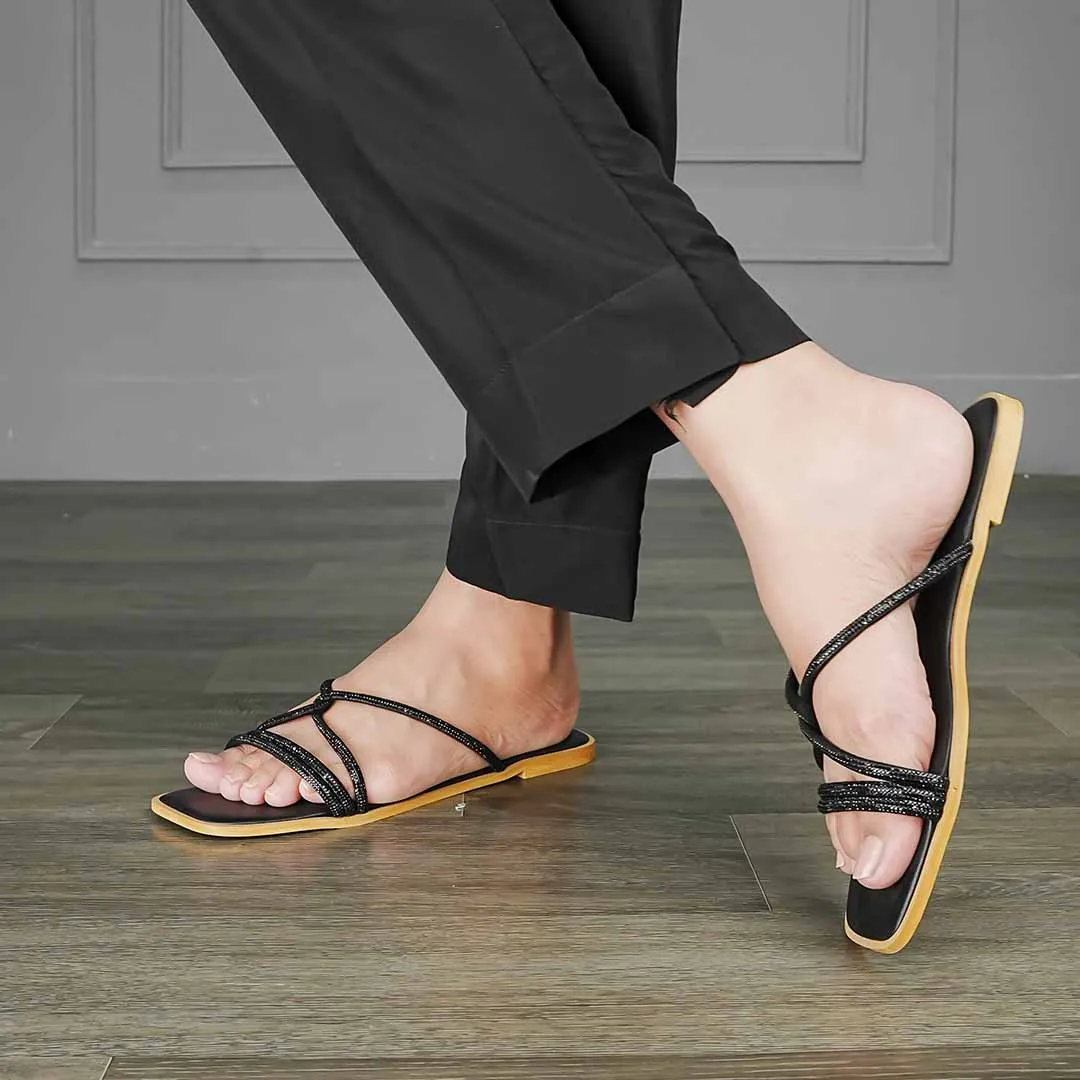 Noir Gemline Flats Black