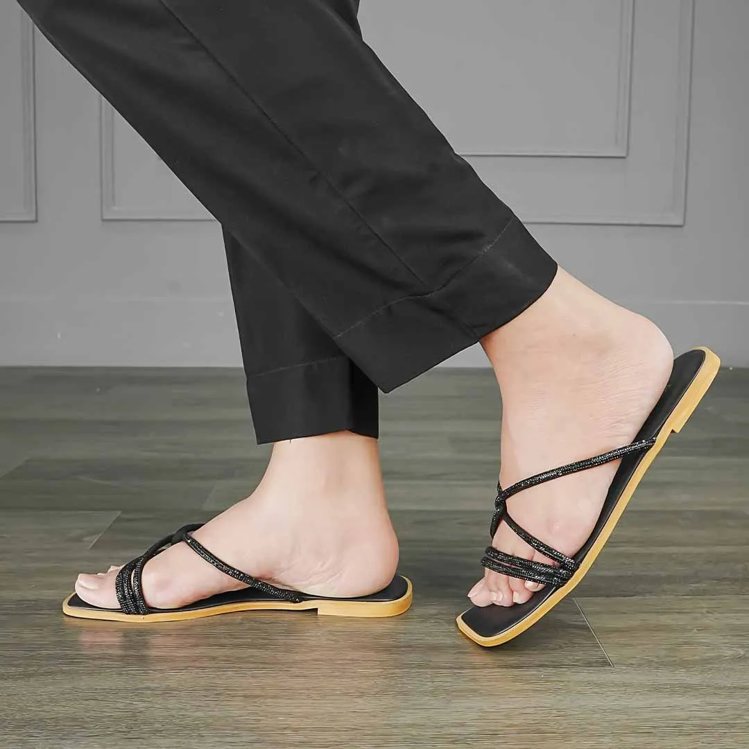 Noir Gemline Flats Black